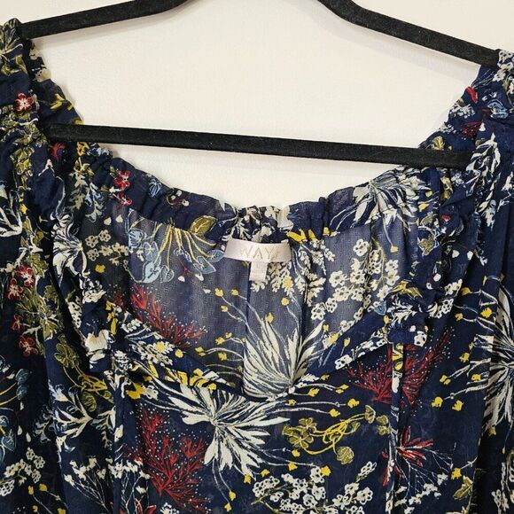 EUC LIKE NEW WAYF FLORAL SPLIT V NECK SHEER LONGSLEEVES TOP SIZE LARGE - Picture 10 of 16